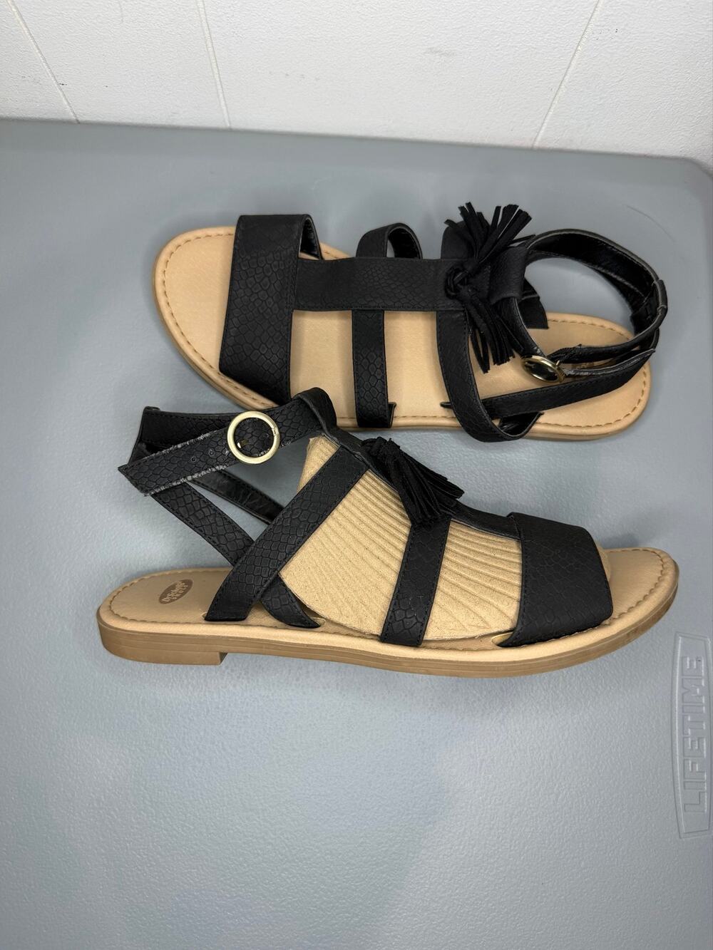 Dr. Scholls Women’s Black Encore Gladiator Ankle Strap Sandals Black Size 8